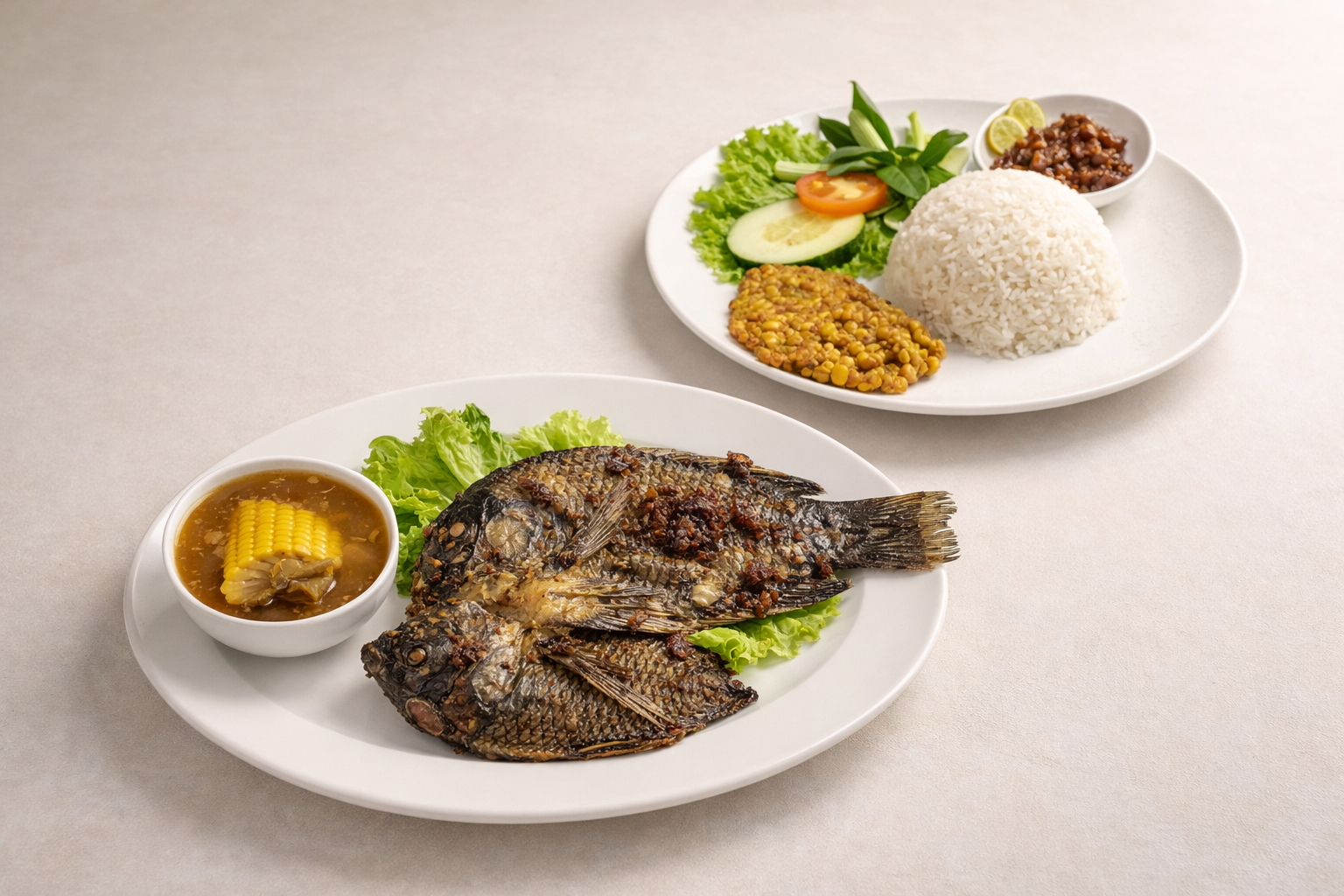 Nasi Ikan Nila Goreng/Bakar